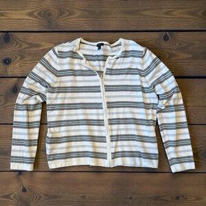 Ann Taylor Factory Multicolor Striped Zip-Up Sweater
